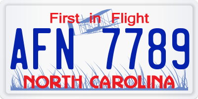 NC license plate AFN7789