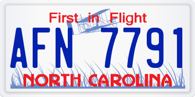 NC license plate AFN7791