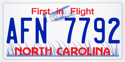 NC license plate AFN7792