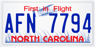 NC license plate AFN7794