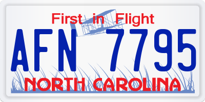 NC license plate AFN7795