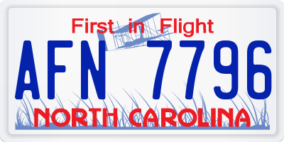 NC license plate AFN7796