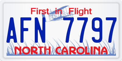 NC license plate AFN7797
