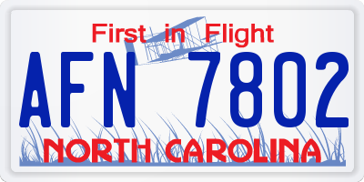 NC license plate AFN7802