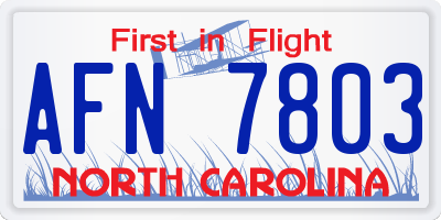 NC license plate AFN7803