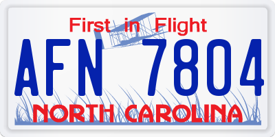 NC license plate AFN7804
