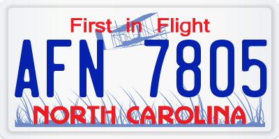 NC license plate AFN7805