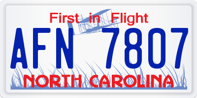 NC license plate AFN7807
