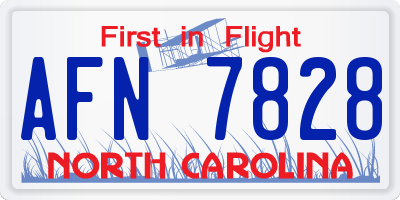 NC license plate AFN7828