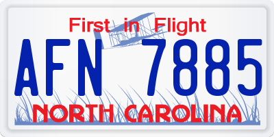NC license plate AFN7885