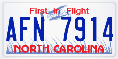 NC license plate AFN7914