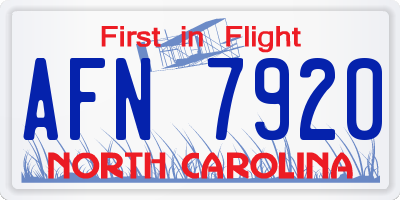 NC license plate AFN7920