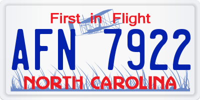 NC license plate AFN7922