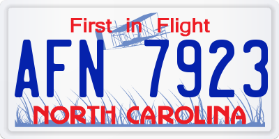 NC license plate AFN7923