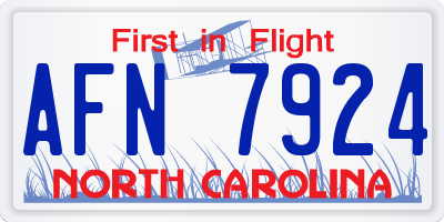 NC license plate AFN7924
