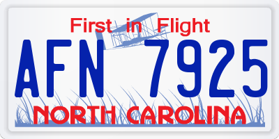 NC license plate AFN7925