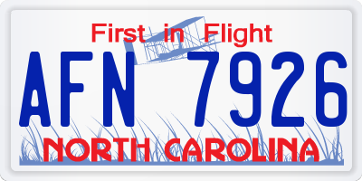 NC license plate AFN7926