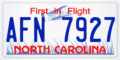 NC license plate AFN7927