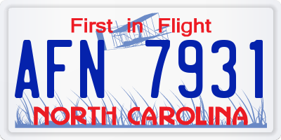 NC license plate AFN7931