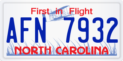 NC license plate AFN7932