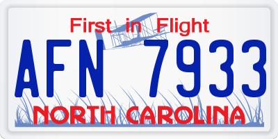 NC license plate AFN7933