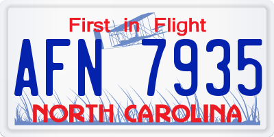 NC license plate AFN7935