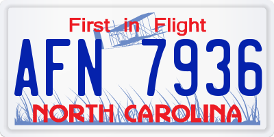 NC license plate AFN7936