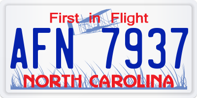 NC license plate AFN7937