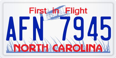 NC license plate AFN7945