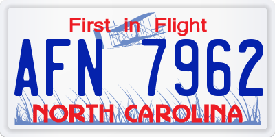 NC license plate AFN7962
