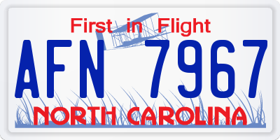 NC license plate AFN7967