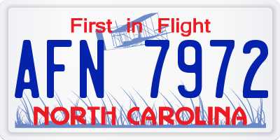 NC license plate AFN7972