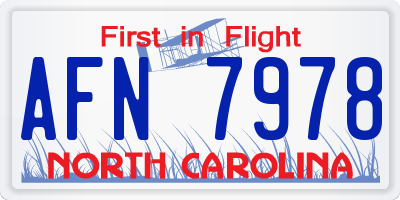 NC license plate AFN7978