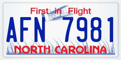NC license plate AFN7981