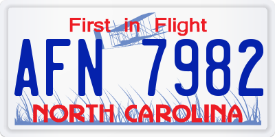 NC license plate AFN7982