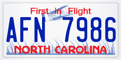 NC license plate AFN7986