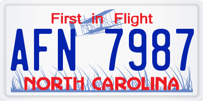 NC license plate AFN7987