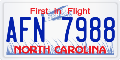 NC license plate AFN7988