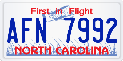 NC license plate AFN7992