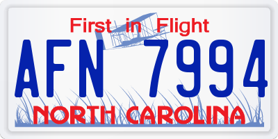 NC license plate AFN7994