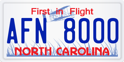 NC license plate AFN8000