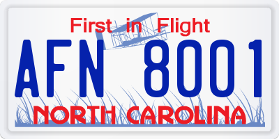 NC license plate AFN8001