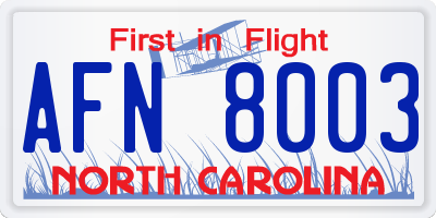 NC license plate AFN8003