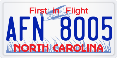 NC license plate AFN8005