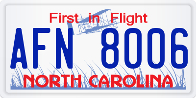 NC license plate AFN8006