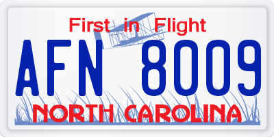 NC license plate AFN8009
