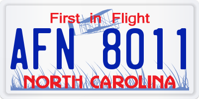 NC license plate AFN8011