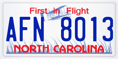 NC license plate AFN8013