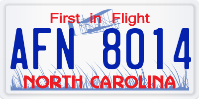 NC license plate AFN8014