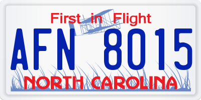 NC license plate AFN8015